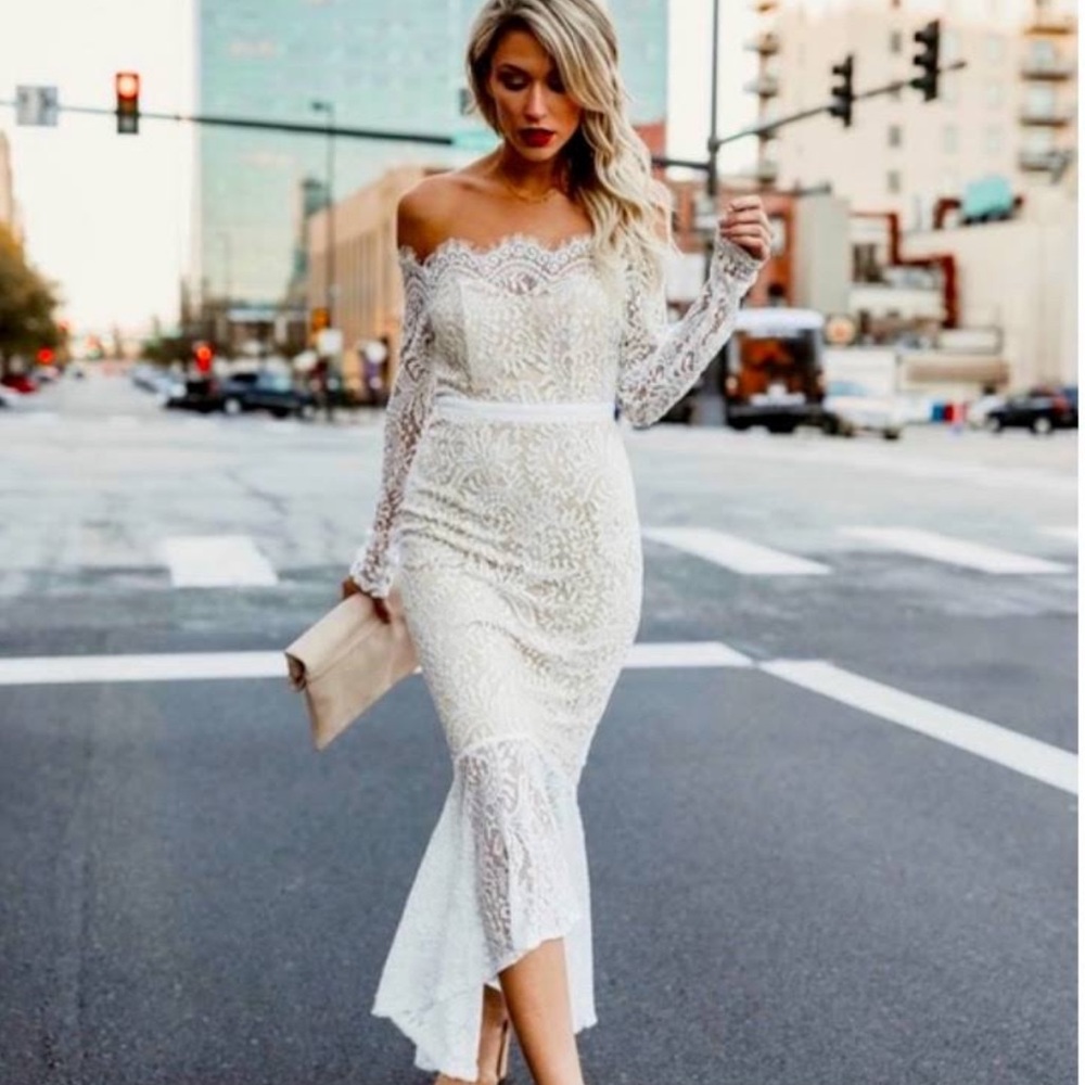 NWT Vici off the shoulder lace mermaid dress